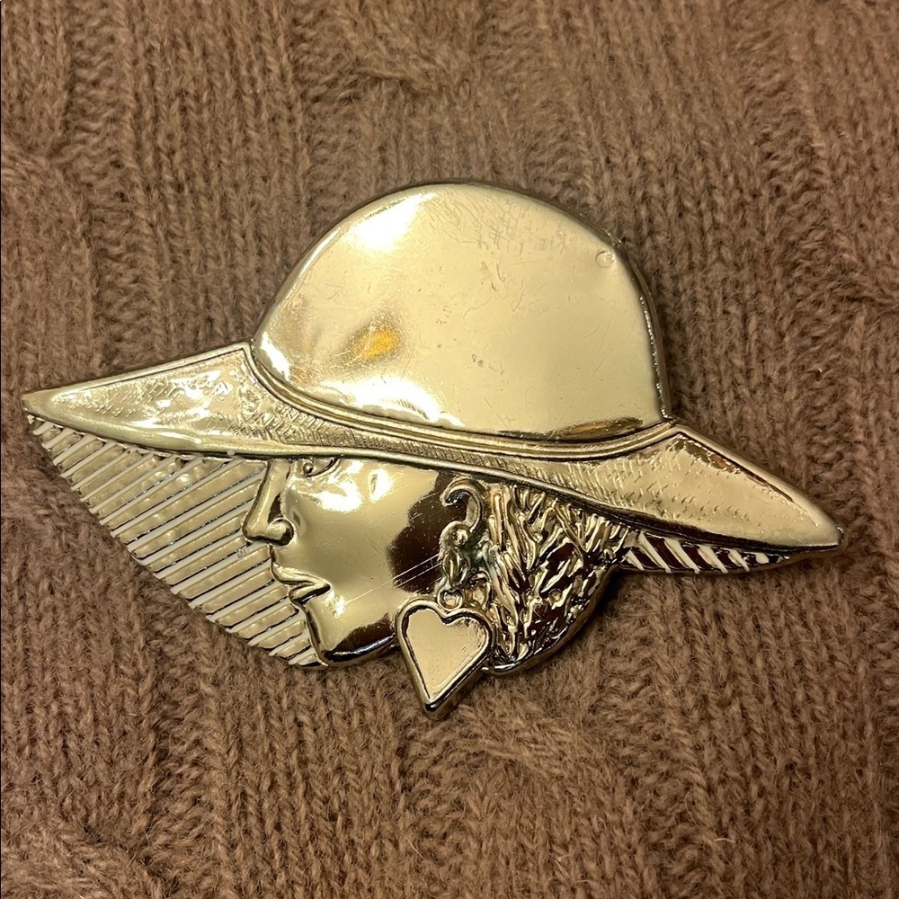 Vintage 80s Gold Art Deco Inspired Scarf Slide